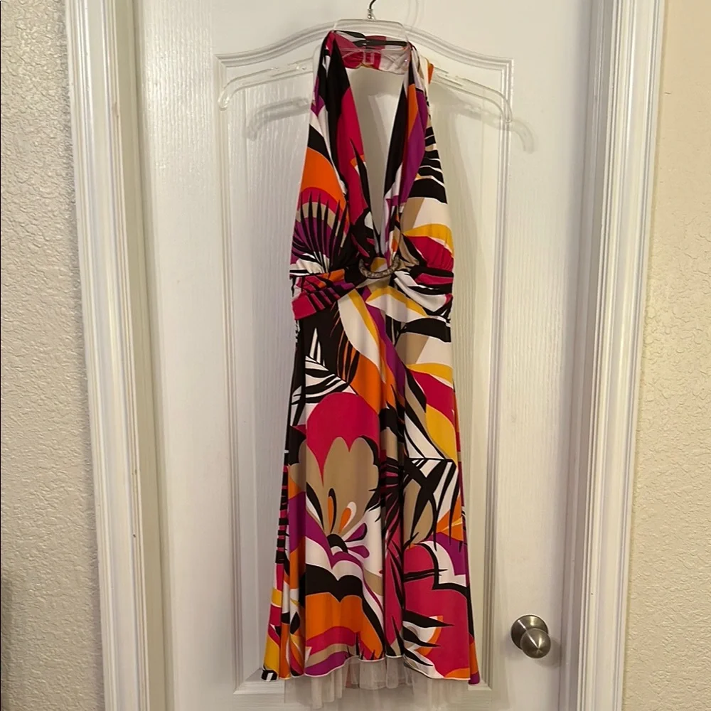 Vibrant Halter mini Dress with Floral Print